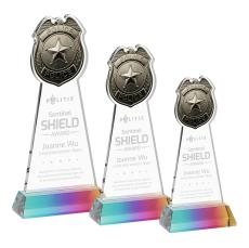 Police Badge Prismatic on Hartford Base Unique Crystal Award - Awards and Trophies