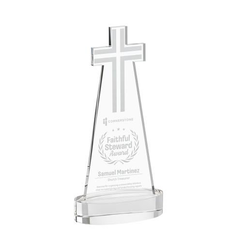 Awards and Trophies - Crystal Awards - Cross Clear on Alberton Base Unique Crystal Award