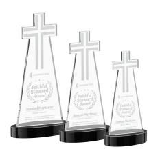 Cross Black on Alberton Base Unique Crystal Award - Awards and Trophies