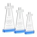 Cross Sky Blue on Alberton Base Unique Crystal Award