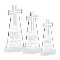 Cross White on Alberton Base Unique Crystal Award - Crystal Awards