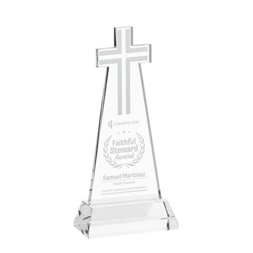Awards and Trophies - Crystal Awards - Cross Starfire on Hartford Base Unique Crystal Award