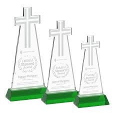 Cross Green on Hartford Base Unique Crystal Award - Awards and Trophies