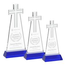 Cross Blue on Hartford Base Unique Crystal Award - Awards and Trophies