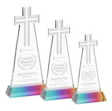 Cross Prismatic on Hartford Base Unique Crystal Award - Crystal Awards