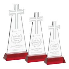 Cross Red on Hartford Base Unique Crystal Award - Colored Crystal Awards