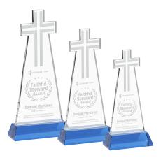 Cross Sky Blue on Hartford Base Unique Crystal Award - Awards and Trophies