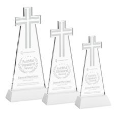 Cross White on Hartford Base Unique Crystal Award - Awards and Trophies