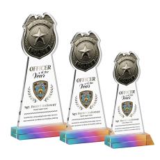 Police Badge Full Color Prismatic Unique Crystal Award - Full Color Imprint