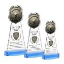 Police Badge Full Color Sky Blue on Alberton Base Unique Crystal Award