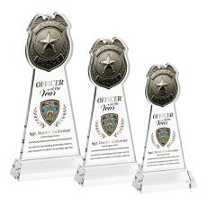 Police Badge Full Color Clear on Hartford Base Unique Crystal Award - Full Color Imprint