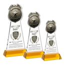 Police Badge Full Color Amber on Hartford Base Unique Crystal Award