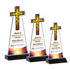 Cross Full Color Black Unique Crystal Award - Full Color Imprint