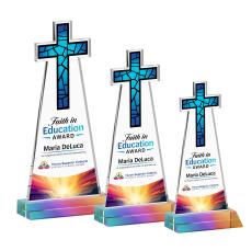 Cross Full Color Prismatic Unique Crystal Award - Full Color Imprint