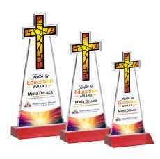 Cross Full Color Red Unique Crystal Award - Full Color Imprint