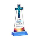 Cross Full Color Sky Blue Unique Crystal Award