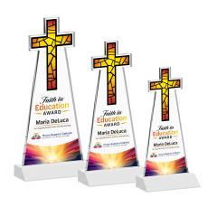 Cross Full Color White Unique Crystal Award - Full Color Imprint