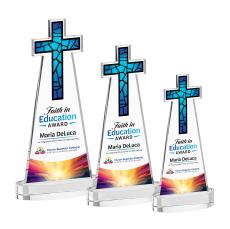 Cross Full Color Clear on Alberton Base Unique Crystal Award - Full Color Imprint
