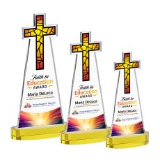 Cross Full Color Gold on Alberton Base Unique Crystal Award - Full Color Imprint