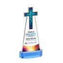 Cross Full Color Sky Blue on Alberton Base Unique Crystal Award