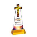 Cross Full Color Amber on Hartford Base Unique Crystal Award