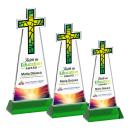 Cross Full Color Green on Hartford Base Unique Crystal Award