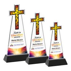 Cross Full Color Black on Hartford Base Unique Crystal Award - Full Color Imprint