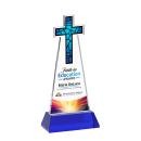 Cross Full Color Blue on Hartford Base Unique Crystal Award