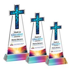 Cross Full Color Prismatic on Hartford Base Unique Crystal Award - Full Color Imprint
