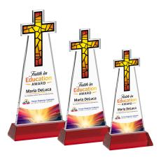 Cross Full Color Red on Hartford Base Unique Crystal Award - Full Color Imprint