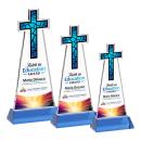 Cross Full Color Sky Blue on Hartford Base Unique Crystal Award
