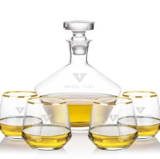 Tucson Decanter Set - Gold Rim - Barware