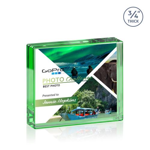 Awards and Trophies - Full Color Imprint - Verona Full Color Paperweight - Emerald