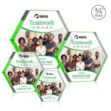 Gilford Hexagon Full Color Emerald Polygon Crystal Award - Full Color Imprint