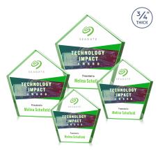 Belmar Pentagon Full Color Emerald Polygon Crystal Award - Full Color Imprint
