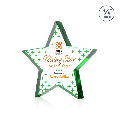 Awards and Trophies - Full Color Imprint - Esna Full Color Emerald Star Crystal Award