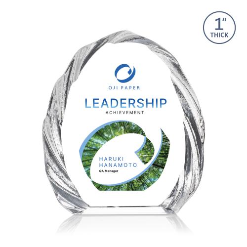 Awards and Trophies - Crystal Awards - Tottenham Full Color Iceberg Peaks Crystal Award