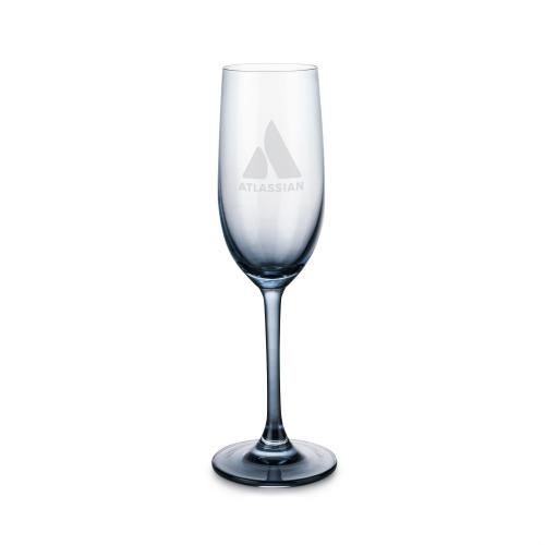 Corporate Gifts - Barware - Champagne Flutes - Soudan Flute Smoke - Deep Etch