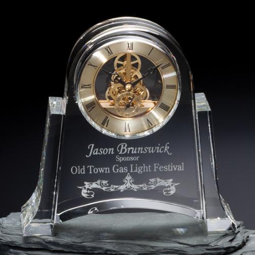 Awards and Trophies - Crystal Awards - Dresden Clock - Gold