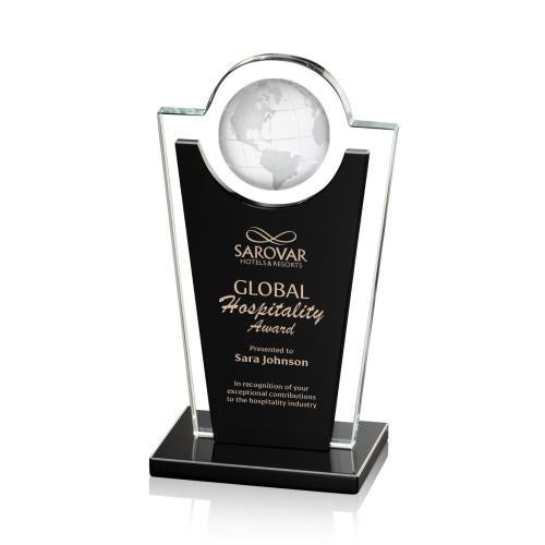 Awards and Trophies - Crystal Awards - Fabiola Black Globe Crystal Award