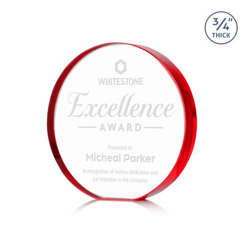 Awards and Trophies - Crystal Awards - Gainsborough Red Circle Crystal Award