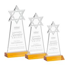 Star of David Amber Unique Crystal Award - Crystal Awards