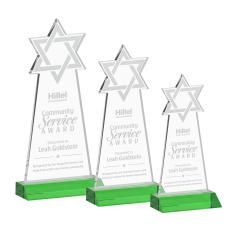 Star of David Green Unique Crystal Award - Crystal Awards