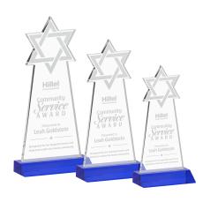 Star of David Blue Unique Crystal Award - Colored Crystal Awards