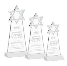 Star of David White Unique Crystal Award - Crystal Awards