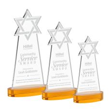 Star of David Amber on Alberton Base Unique Crystal Award - Crystal Awards