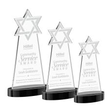 Star of David Black on Alberton Base Unique Crystal Award - Crystal Awards