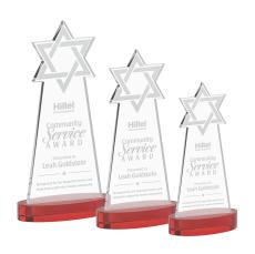 Star of David Red on Alberton Base Unique Crystal Award - Crystal Awards