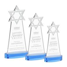 Star of David Sky Blue on Alberton Base Unique Crystal Award - Awards and Trophies