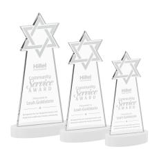 Star of David White on Alberton Base Unique Crystal Award - Awards and Trophies